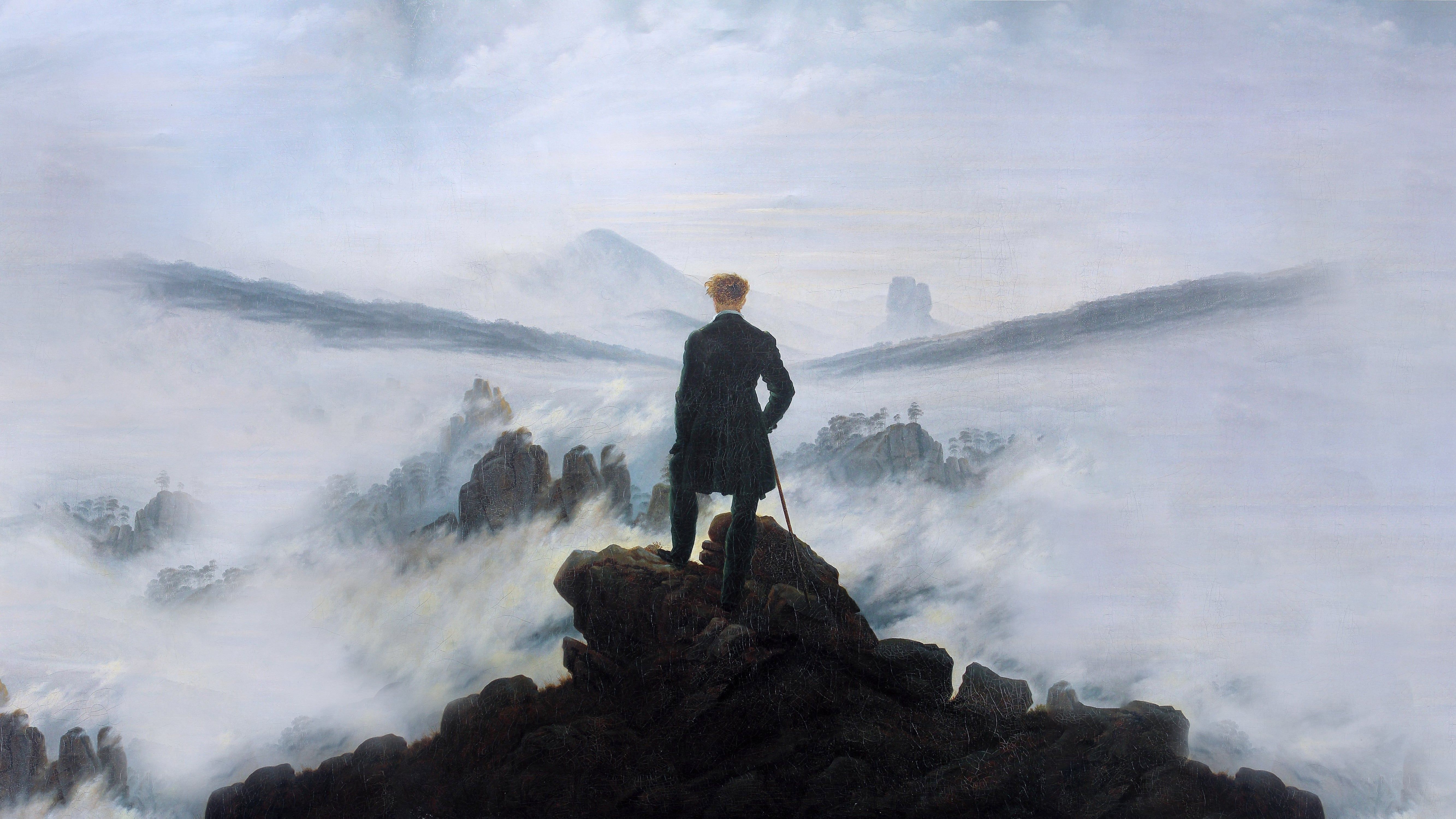 Pintura 'Caminante sobre el mar de niebla' de Caspar David Friedrich, 1818